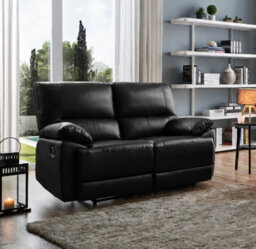 SC FURNITURE LIMITED Black Leather Reclining 2 Seater Sofa  Oregon - thumbnail 2
