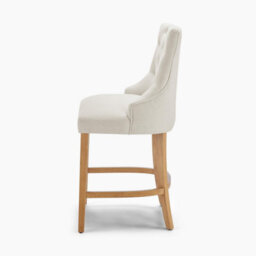 Furniturebox Uk 2X Belgravia Beige Fabric Bar Chairs Oak Effect Legs - thumbnail 6