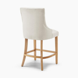 Furniturebox Uk 2X Belgravia Beige Fabric Bar Chairs Oak Effect Legs - thumbnail 5