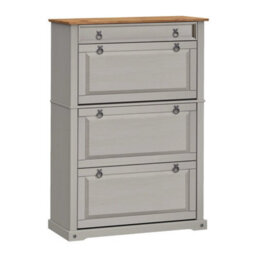 Shoe Rack Chest 1 Drawer 3 Shelf Grey Wax Solid Wood Pine Wooden Painted - thumbnail 5