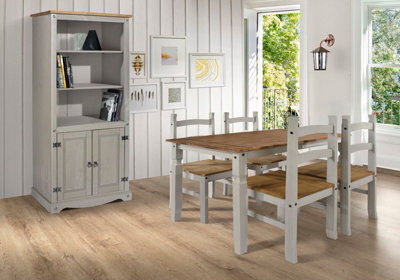 Core Products Corona Rectangular Dining Table & 4 Chair Set, Grey Washed Wax & Antique Waxed Pine - H75.0Cm X W75.0Cm X L150.0Cm - image 1