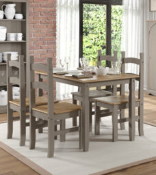 Core Products Corona Rectangular Dining Table & 4 Chair Set, Grey Washed Wax & Antique Waxed Pine - H75.0Cm X W75.0Cm X L150.0Cm - thumbnail 4