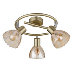 Luminosa Lighting Luminosa Zachery Ceiling Spotlight Clusters Brass-Coloured Matt Amber Glass Shade 3X E14 - thumbnail 2