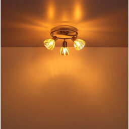 Luminosa Lighting Luminosa Zachery Ceiling Spotlight Clusters Brass-Coloured Matt Amber Glass Shade 3X E14 - thumbnail 5