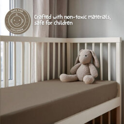 MHG Living Pack Of 2 Fitted Cot Sheets, 100% Cotton Jersey - Soft & Breathable - Ecru & Brown - Fits 140X70Cm Cots - thumbnail 5