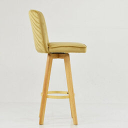 Lakeland Furniture Boden Latte Cream Velvet Wooden Fixed Leg Bar Stool - thumbnail 5