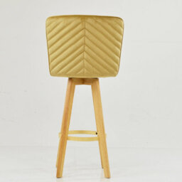 Lakeland Furniture Boden Latte Cream Velvet Wooden Fixed Leg Bar Stool - thumbnail 6
