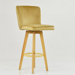Lakeland Furniture Boden Latte Cream Velvet Wooden Fixed Leg Bar Stool - thumbnail 4
