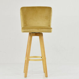 Lakeland Furniture Boden Latte Cream Velvet Wooden Fixed Leg Bar Stool - thumbnail 3