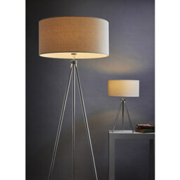 Luminosa Lighting Luminosa Tri 1 Light Floor Lamp Chrome, Ivory Linen Effect, E27 - thumbnail 3
