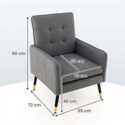 Upholstered Sofa Chair Linen Fabric Accent Armchair Leisure Lounge - thumbnail 3
