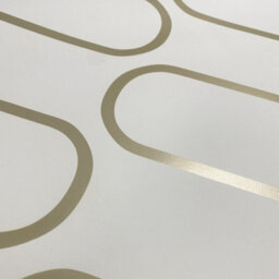 Muriva Metallic Gold White Linear Curve Wavey Lines Minimalist Feature Wallpaper - thumbnail 5