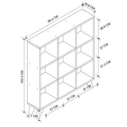 Urbn-Living Urbnliving 101Cm Height Walnut 9 Cube Square Bookcase With Legs Cabinet Storage Shelving Display Wood Shelf - thumbnail 4