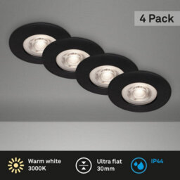 Briloner Mains-Powered Led Black Warm White Light Recessed Downlights Pack Of 4 - thumbnail 3