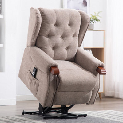 More4Homes Harrogate Dual Motor Electric Rise Recliner Fabric Armchair Lift Riser Chair (Beige) - image 1