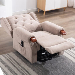 More4Homes Harrogate Dual Motor Electric Rise Recliner Fabric Armchair Lift Riser Chair (Beige) - thumbnail 8