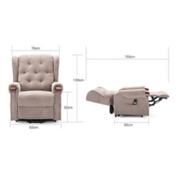 More4Homes Harrogate Dual Motor Electric Rise Recliner Fabric Armchair Lift Riser Chair (Beige) - thumbnail 9