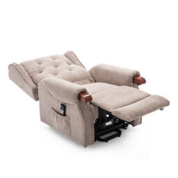 More4Homes Harrogate Dual Motor Electric Rise Recliner Fabric Armchair Lift Riser Chair (Beige) - thumbnail 3