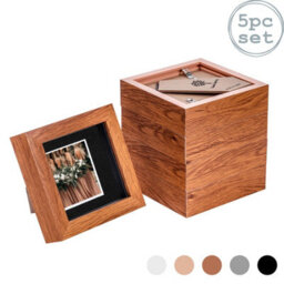 "Nicola Spring 4 X 4"" Photo Frames - Dark Wood/black Mount - 3D Picture Frame Box Portrait Display Case (12.5 X 12.5Cm) Set Of 5" - thumbnail 1