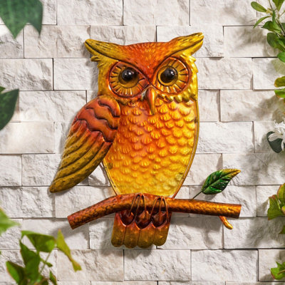 Creekwood Owl Glass Garden Outdoor Wall Art