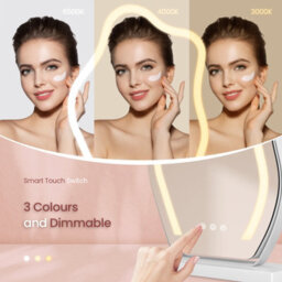 Emke Hollywood Makeup Mirror With 3 Colour Led Light 300X400mm 360 Rotation Irregular Hollywood Mirror White Frame - thumbnail 2