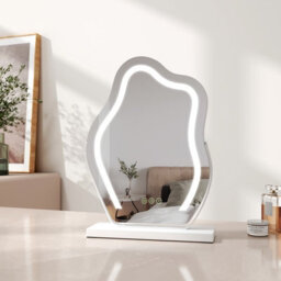 Emke Hollywood Makeup Mirror With 3 Colour Led Light 300X400mm 360 Rotation Irregular Hollywood Mirror White Frame - thumbnail 1