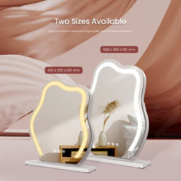Emke Hollywood Makeup Mirror With 3 Colour Led Light 300X400mm 360 Rotation Irregular Hollywood Mirror White Frame - thumbnail 5