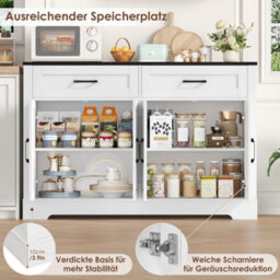 White + Black Sideboard Buffet Cabinet, 120 Cm Kitchen Storage Cabinet With 2 Drawers 4 Doors - thumbnail 6
