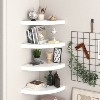 Vidaxl Floating Corner Shelves 4 Pcs High Gloss White 35X35X3.8 Cm Mdf - image 1