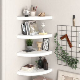 Vidaxl Floating Corner Shelves 4 Pcs High Gloss White 35X35X3.8 Cm Mdf - thumbnail 1