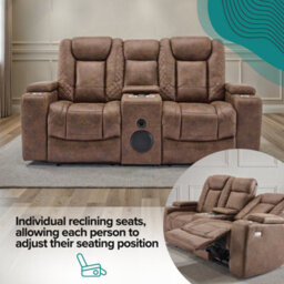 More4Homes Ashton 2 Seater Fabric Auto Recliner Sofa With Concole Brown - thumbnail 5