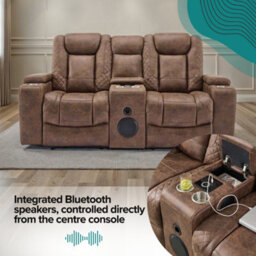 More4Homes Ashton 2 Seater Fabric Auto Recliner Sofa With Concole Brown - thumbnail 3