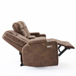 More4Homes Ashton 2 Seater Fabric Auto Recliner Sofa With Concole Brown - thumbnail 7