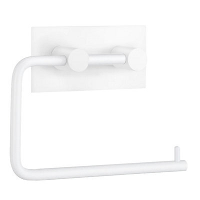 Beslagsboden - Design Toilet Roll Holder In Matt White Stainless Steel Self-Adhesive