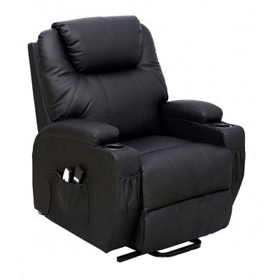 Dream Plus Large Electric Single Motor Rise & Recline Chair - Black Pu Leather - image 1