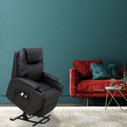 Dream Plus Large Electric Single Motor Rise & Recline Chair - Black Pu Leather - thumbnail 5