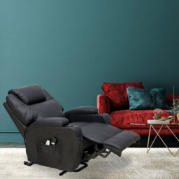 Dream Plus Large Electric Single Motor Rise & Recline Chair - Black Pu Leather - thumbnail 4