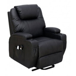 Dream Plus Large Electric Single Motor Rise & Recline Chair - Black Pu Leather - thumbnail 1