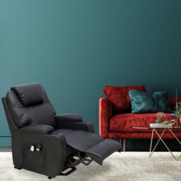 Dream Plus Large Electric Single Motor Rise & Recline Chair - Black Pu Leather - thumbnail 3