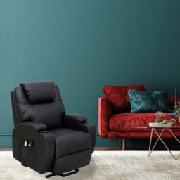 Dream Plus Large Electric Single Motor Rise & Recline Chair - Black Pu Leather - thumbnail 2