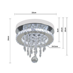 Thehotsale Chorme Finish Round Crystal Ceiling Light Cool White Light With Droplets 18W 25Cm Dia - thumbnail 9