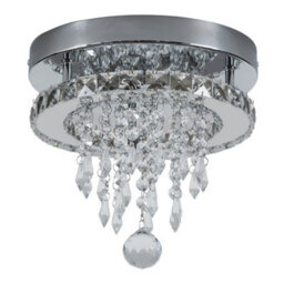 Thehotsale Chorme Finish Round Crystal Ceiling Light Cool White Light With Droplets 18W 25Cm Dia - thumbnail 3