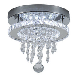 Thehotsale Chorme Finish Round Crystal Ceiling Light Cool White Light With Droplets 18W 25Cm Dia - thumbnail 4