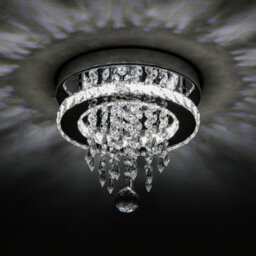 Thehotsale Chorme Finish Round Crystal Ceiling Light Cool White Light With Droplets 18W 25Cm Dia - thumbnail 5