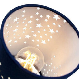 Happy Homewares Beautiful Stars Decorated Children/kids Midnight Blue Cotton Bedside Table Lamp - thumbnail 3