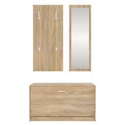Berkfield Stylish 3-In-1 Shoe Cabinet Set Sonoma Oak Engineered Wood - thumbnail 6