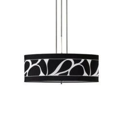 Luminosa Lighting Luminosa Manhattan Linear Pendant 2 Light L1, Sgu10, Polished Chrome, Frosted Glass With Black Patterned Shade