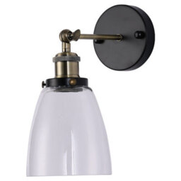 Living And Home Industrial 1-Light Armed Sconce Wall Light With Clear Glass Shade - thumbnail 2