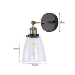 Living And Home Industrial 1-Light Armed Sconce Wall Light With Clear Glass Shade - thumbnail 4