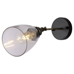 Living And Home Industrial 1-Light Armed Sconce Wall Light With Clear Glass Shade - thumbnail 3